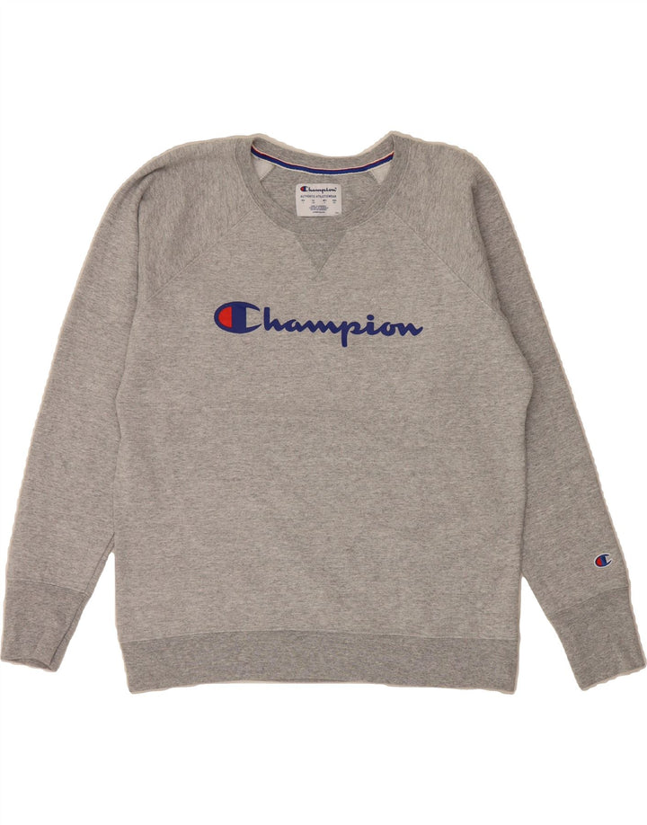 CHAMPION Mens Graphic Sweatshirt Jumper Large Grey Polyester Vintage Champion and Second-Hand Champion from Messina Hembry 