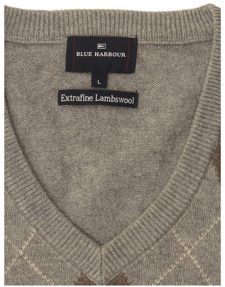 Blue Harbor Débardeur pour homme en laine d'agneau Gris Argyle/Diamond