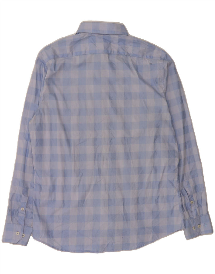 PENGUIN Mens Heritage Slim Fit Shirt Size 15 1/2 Medium Blue Check Cotton Vintage Penguin and Second-Hand Penguin from Messina Hembry 