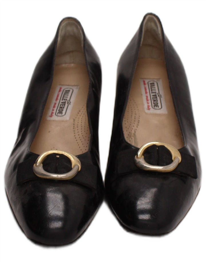 Valle Verde Ballerines plates en cuir pour femme Taille UK 6 Cuir noir