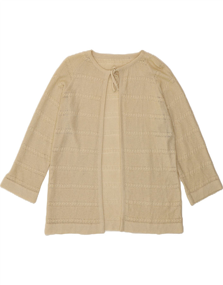 VINTAGE Womens Open Cardigan Sweater UK 14 Medium Beige Vintage Vintage and Second-Hand Vintage from Messina Hembry 