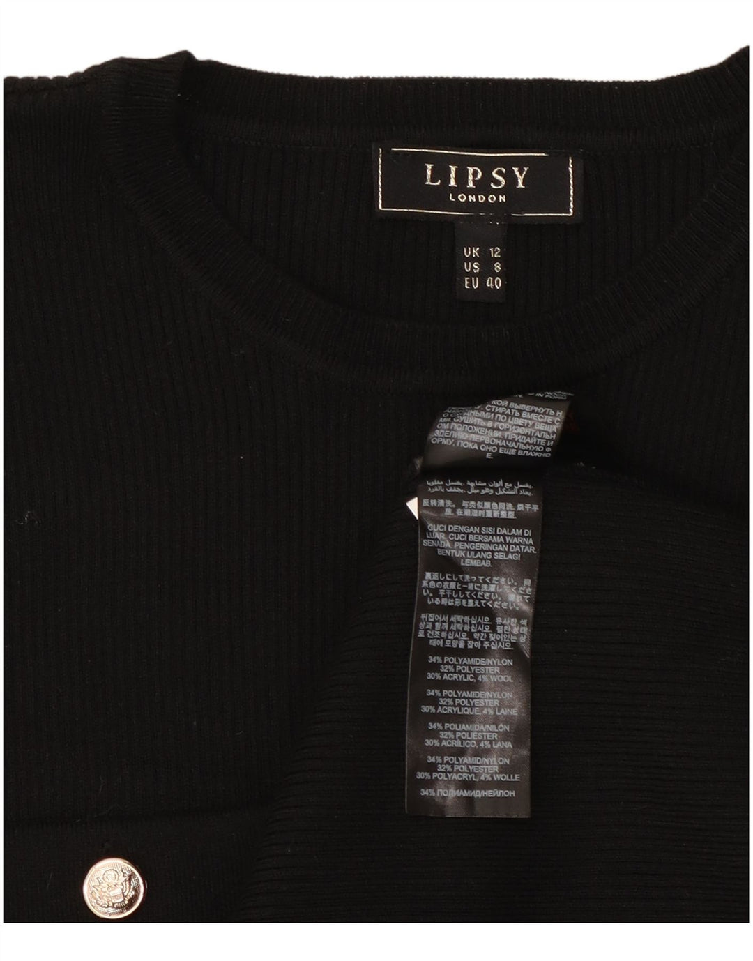Lipsy Femme Robe Pull UK 42 Medium Noir Polyamide