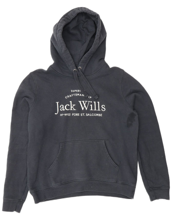 Jack Wills Womens Graphic Loose Fit Hoodie Jumper UK 14 Large Navy Blue