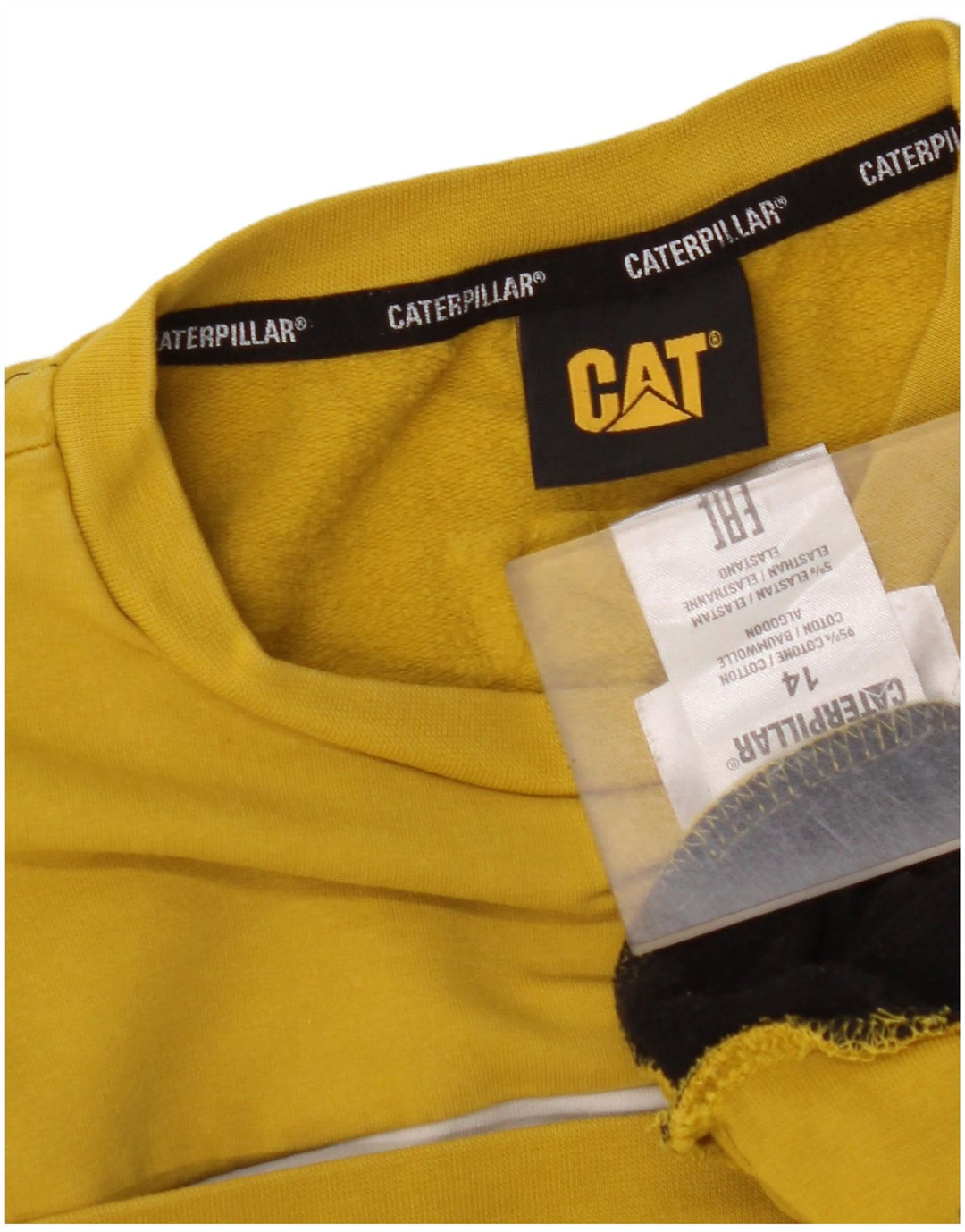 Sweat-shirt graphique CAT pour garçon, 13-14 ans, jaune, color block, en coton