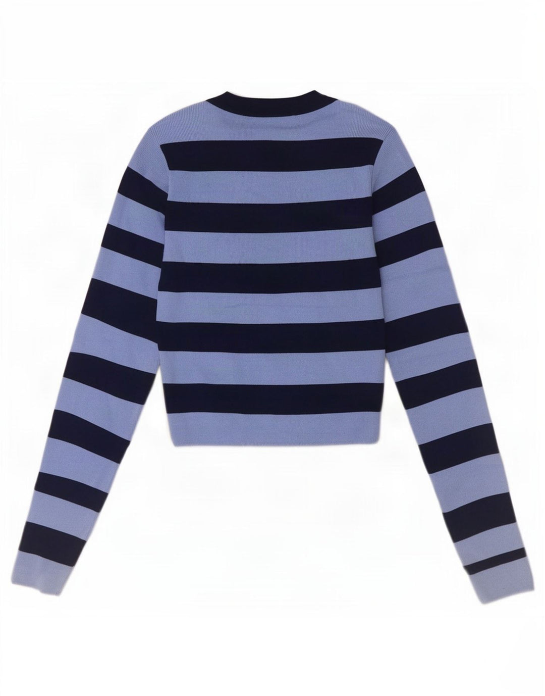 Zara Womens Crop Top Manches Longues UK 8 Petit Bleu Rayé