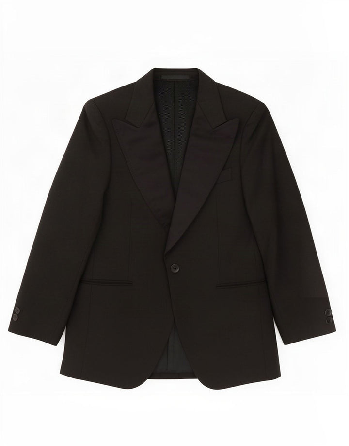 Junge Mode Veste Blazer 1 Bouton Homme IT 50 Grand Noir Polyester