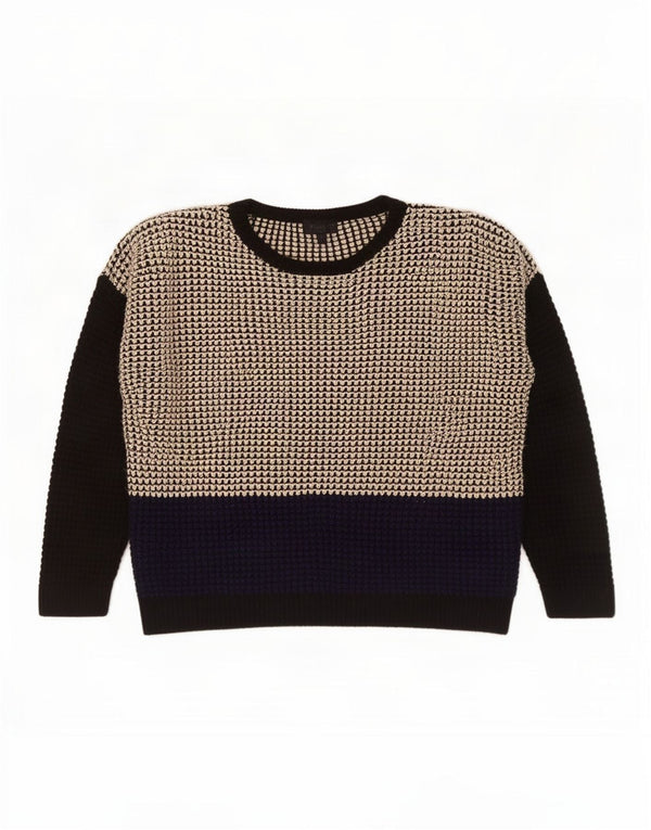 Topshop Pull col bateau pour femme UK 10 Small Noir Colourblock