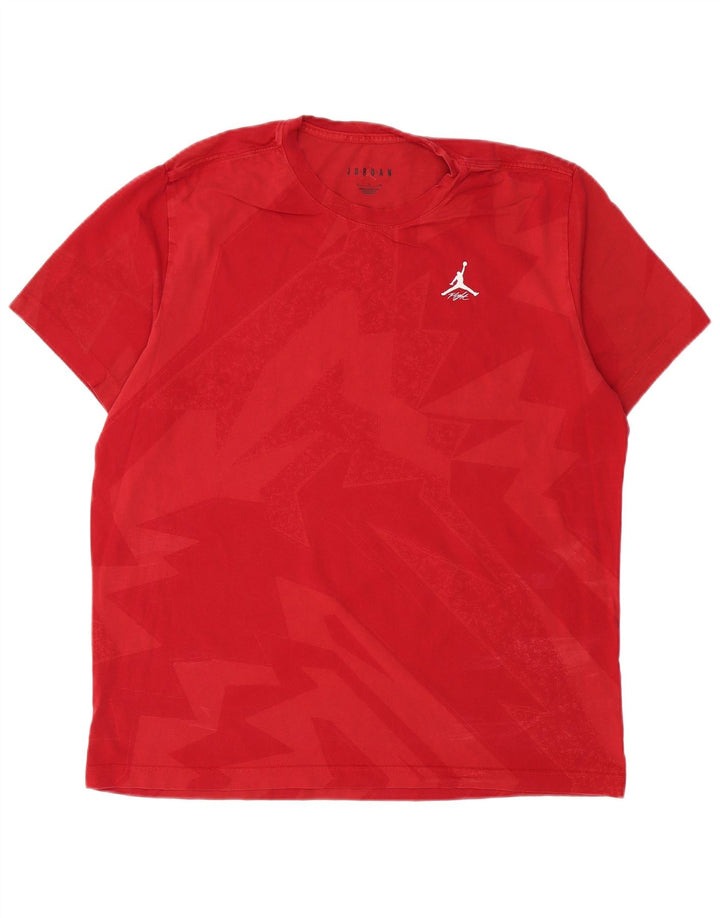 Jordan T-Shirt Homme Top XL Rouge Géométrique Coton