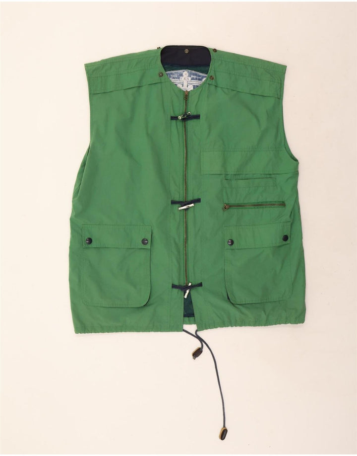vintage Mens Utility Gilet UK 44 2XL Vert Polyester