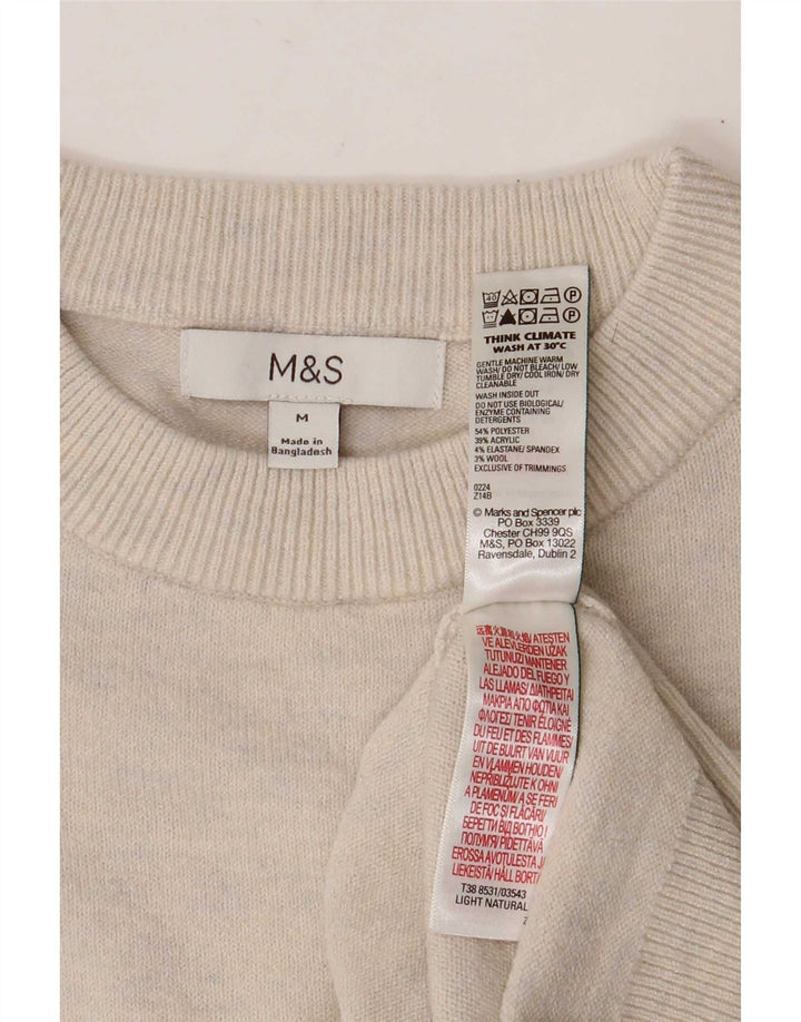 Marks & Spencer Pull à col rond pour femme UK 14 Beige moyen