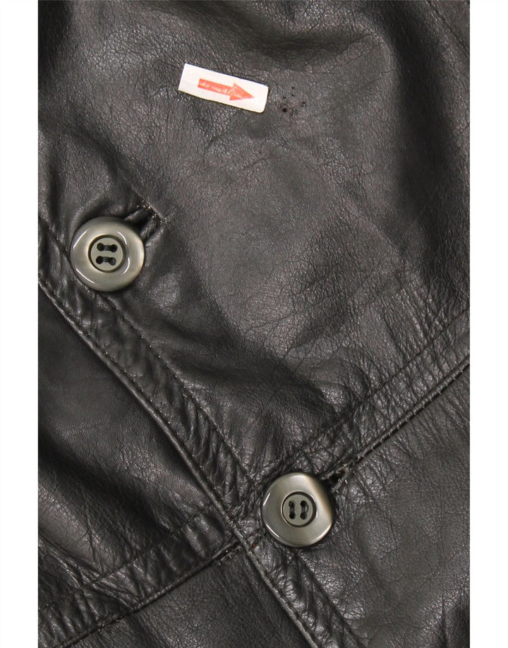 manteau en cuir homme vintage UK 40 Grand cuir noir
