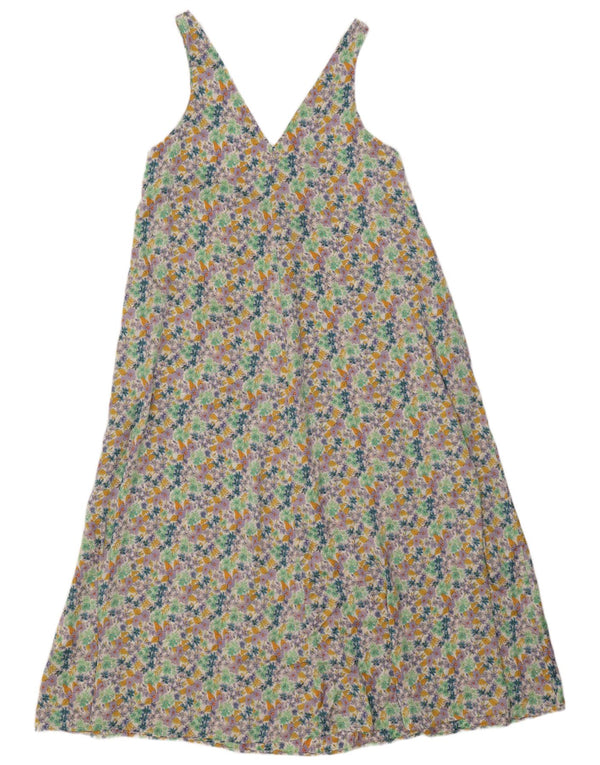Zara Robe longue sans manches pour femme UK 10 Petit motif floral multicolore