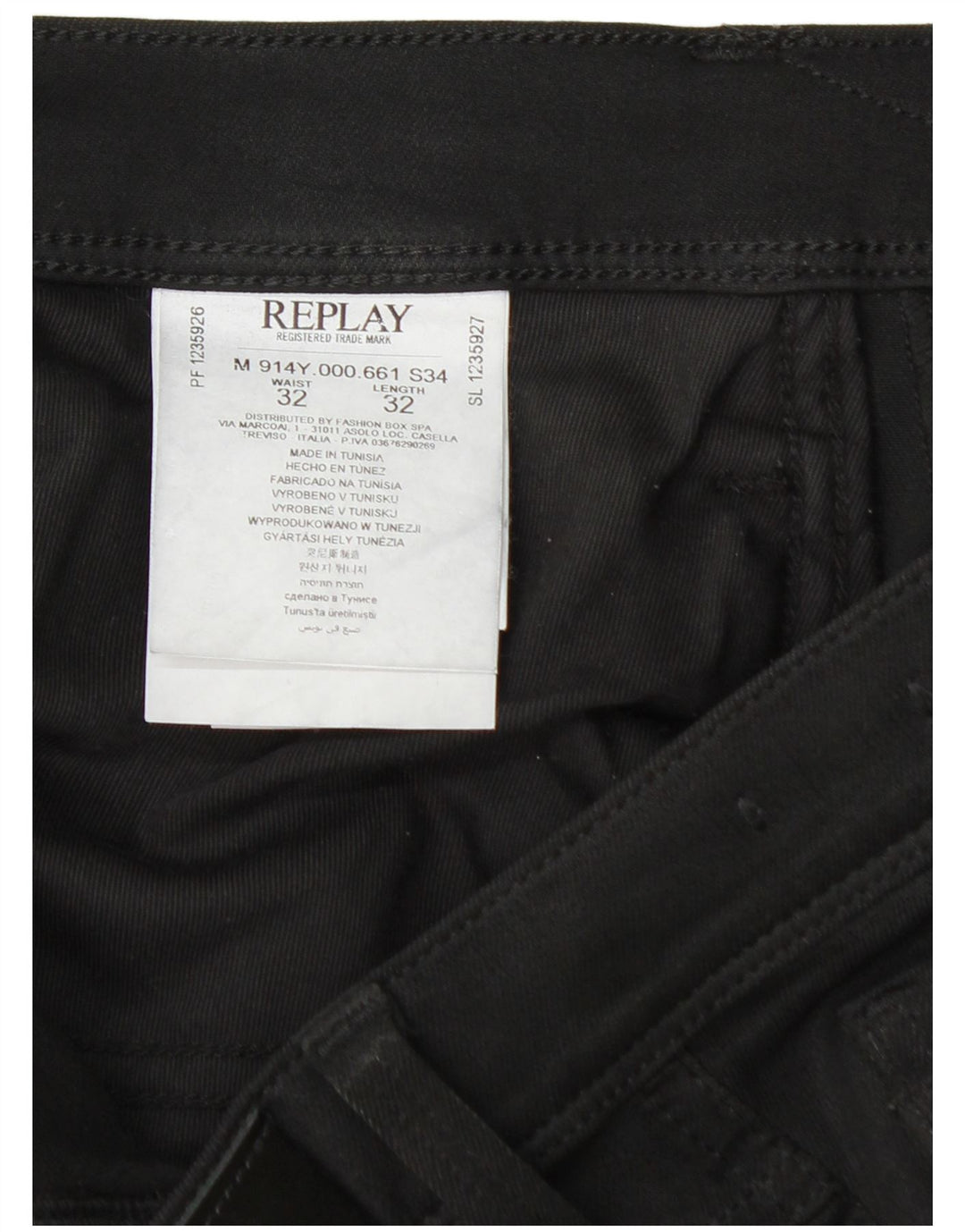 Replay Femme Anbass Jean Slim Effet Déchiré W32 L30 Coton Noir