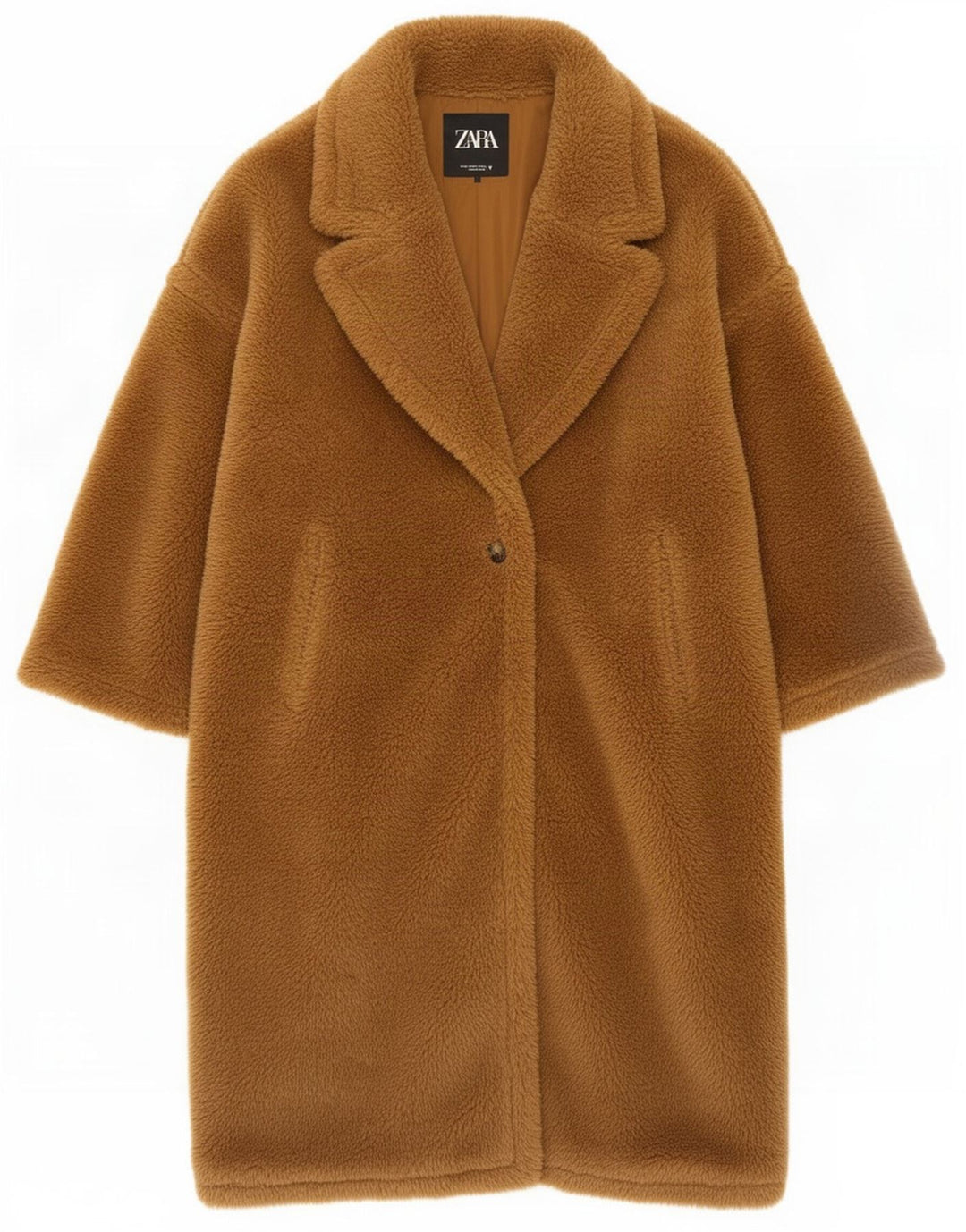 Zara Manteau surdimensionné Teddy Bear pour femme UK 14 Polyester marron moyen