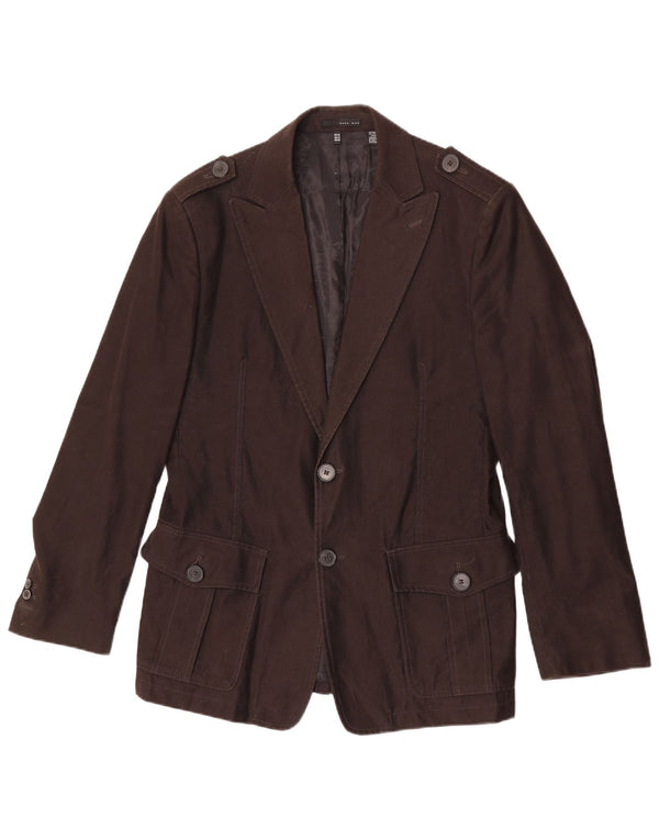 Zara Veste Blazer Militaire 2 Boutons Homme EU 54 XL Coton Marron