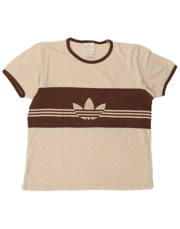Adidas T-shirt graphique pour homme en coton color block blanc cassé moyen