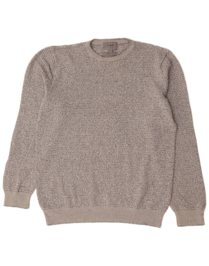Marks & Spencer Pull col rond homme gris moyen coton moucheté