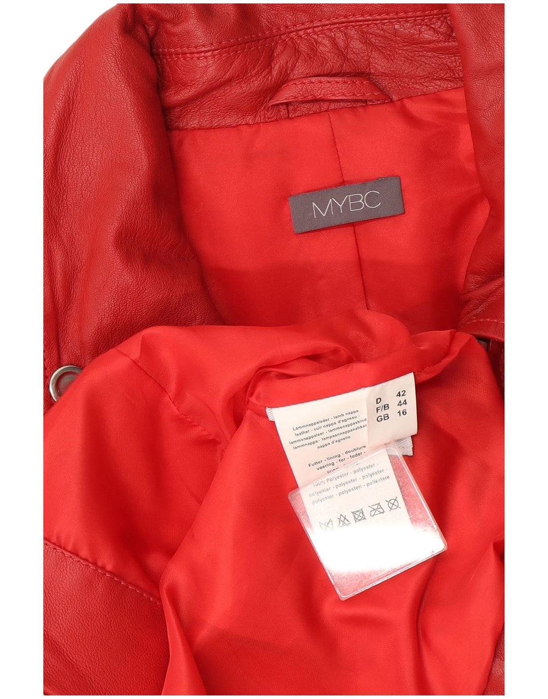 veste biker femme vintage UK 16 Grand cuir rouge