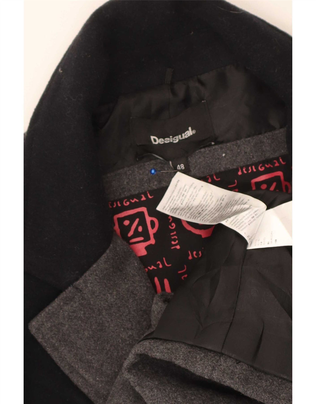 Desigual Manteau Homme IT 48 Gris Moyen Colorblock Polyester