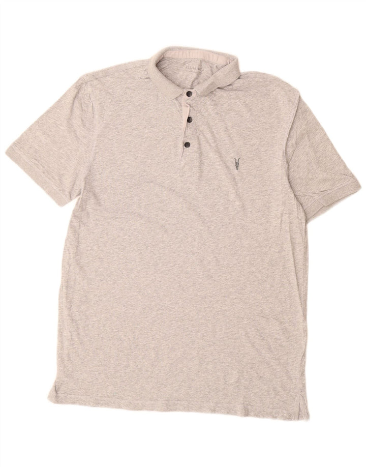All Saints Polo Homme Large Gris Moucheté Coton