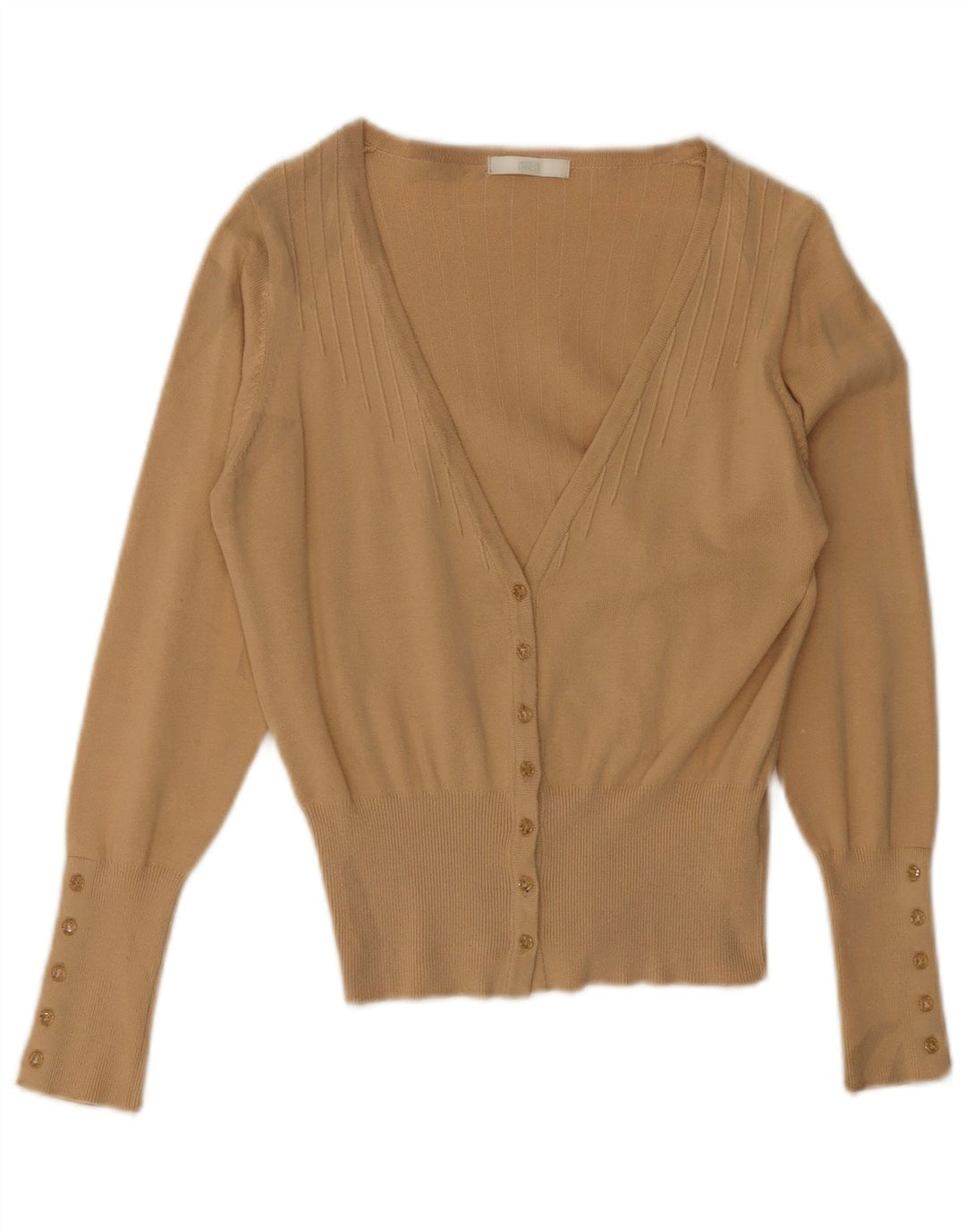 MARKS & SPENCER Pull cardigan court pour femme UK 12 Coton beige moyen