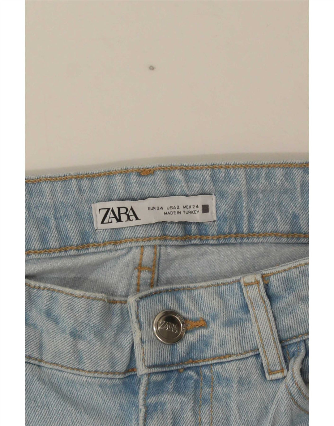 Zara Jean évasé vieilli pour femme Taille 34 2XS W24 L36 Bleu