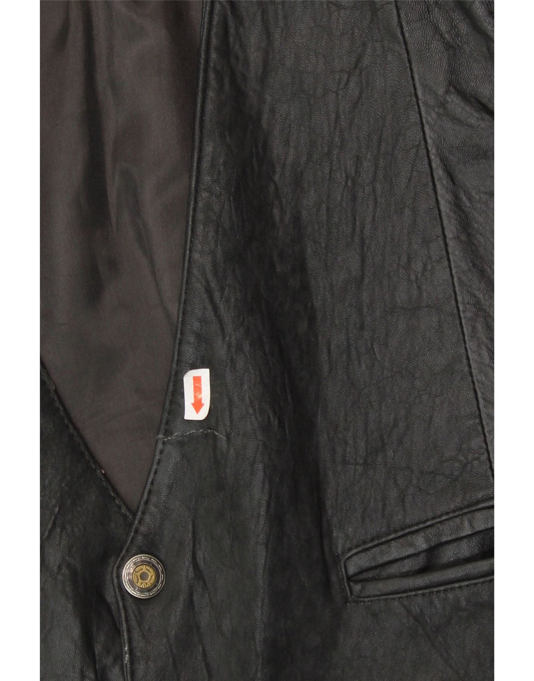 VINTAGE Mens Leather Waistcoat Large Black