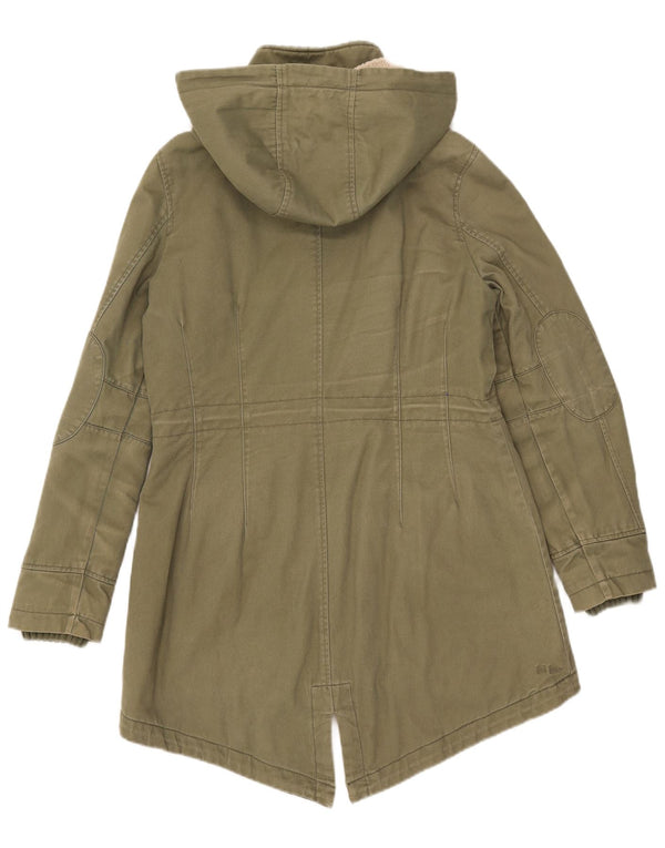 Fat Face Parka à capuche pour femme UK 14 en coton kaki moyen