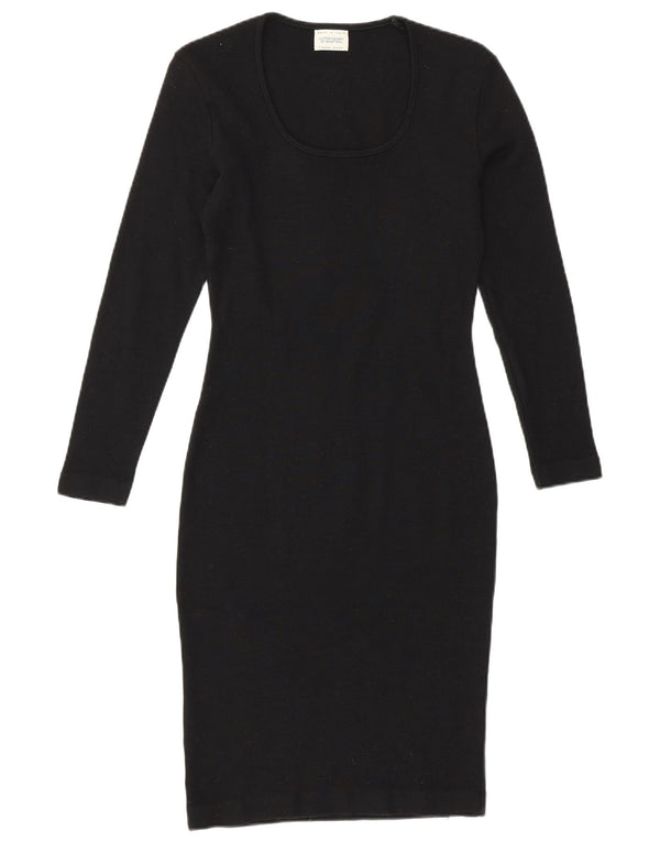BENETTON Womens Long Sleeve Bodycon Dress UK 8 Small Black