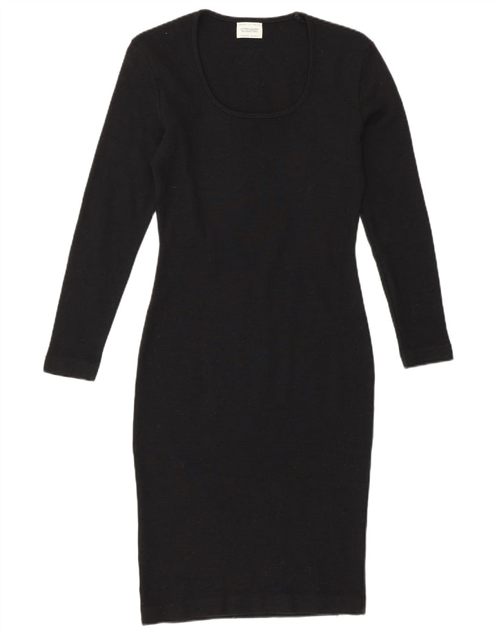 BENETTON Robe moulante à manches longues pour femme UK 8 Small Noir