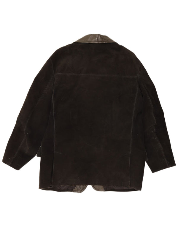 vintage Homme 3 Boutons Blazer En Daim Veste UK 38 Moyen Noir