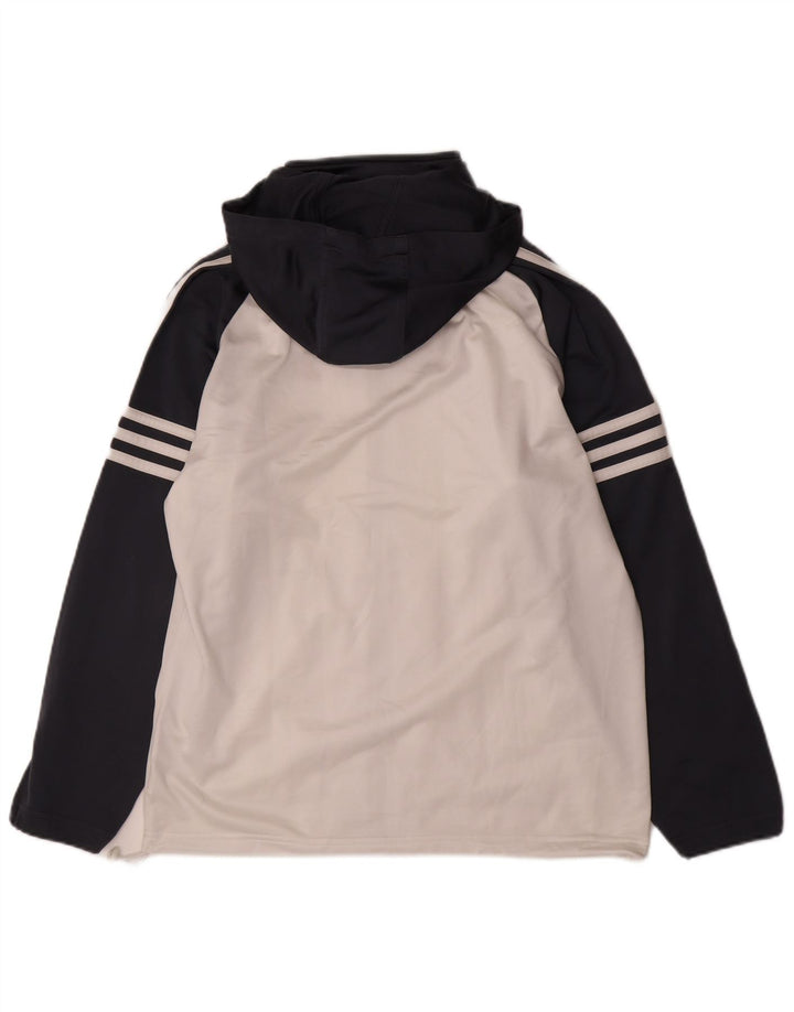 Adidas Pull à capuche zippé pour garçon 15-16 ans Polyester color block blanc cassé