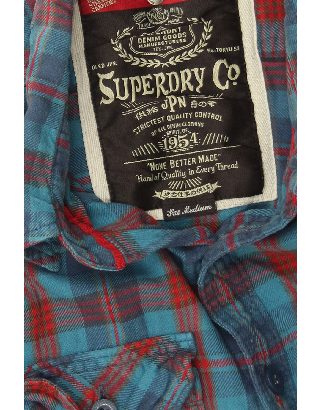 Superdry Chemise Flanelle Homme Bleu Moyen Carreaux Coton