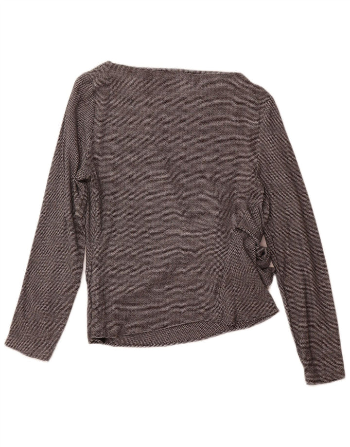 ZARA Chemisier à manches longues pour femme UK 12 Gris moyen en viscose pied-de-poule