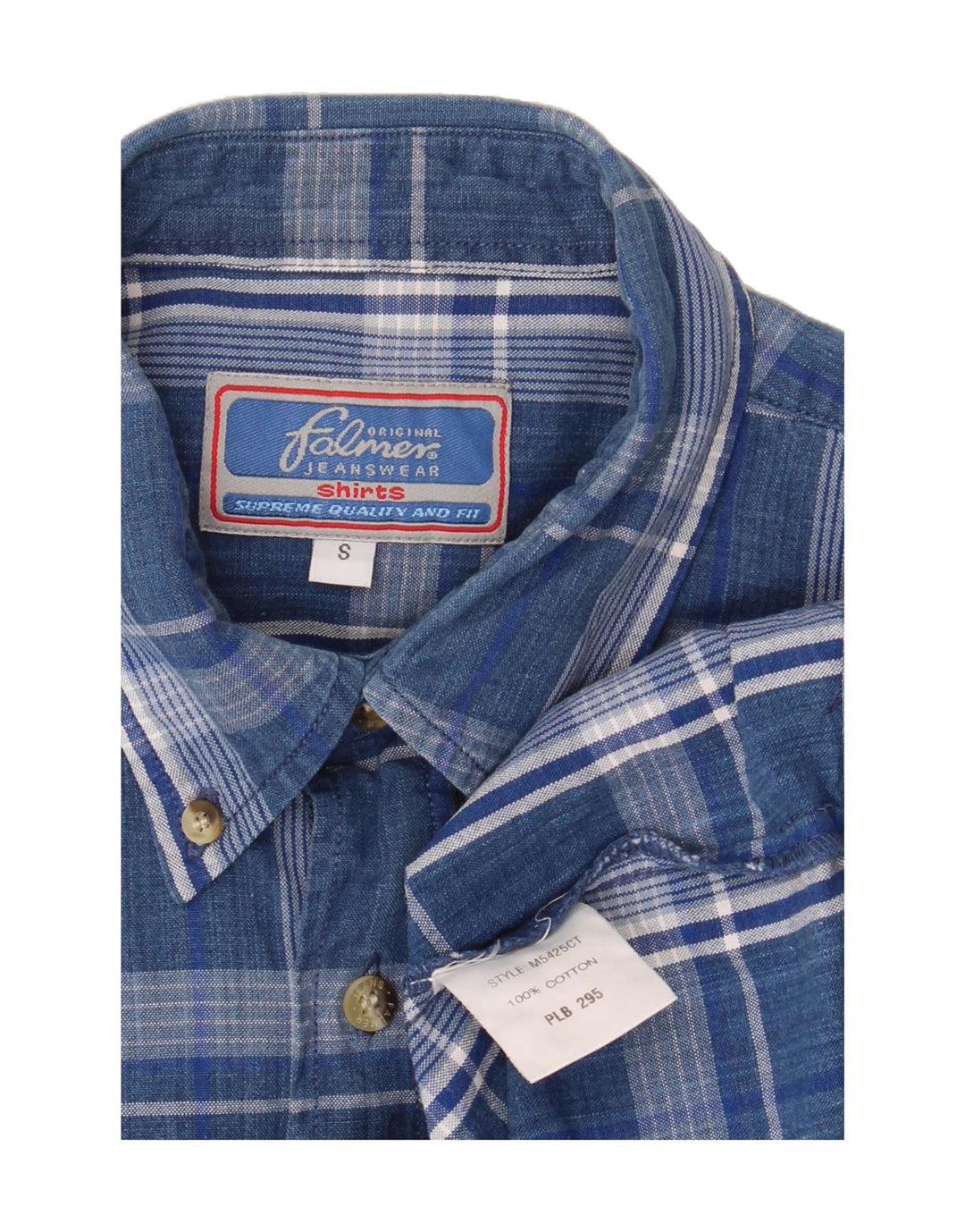 FALMER Mens Flannel Shirt Small Blue Check Cotton Vintage Falmer and Second-Hand Falmer from Messina Hembry 
