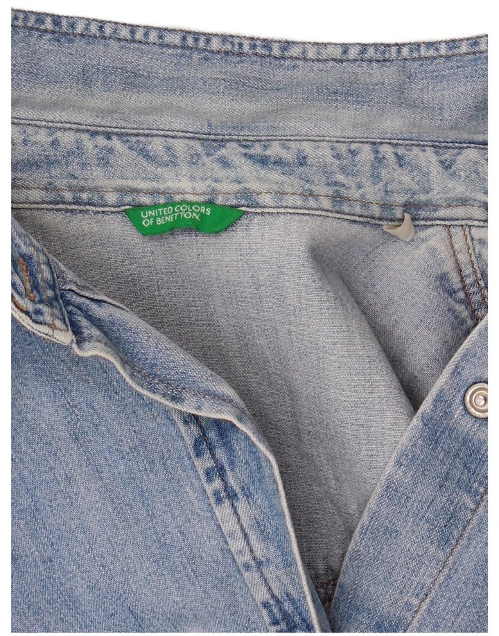 BENETTON Chemise en jean pour femme UK 14 Bleu moyen Coton