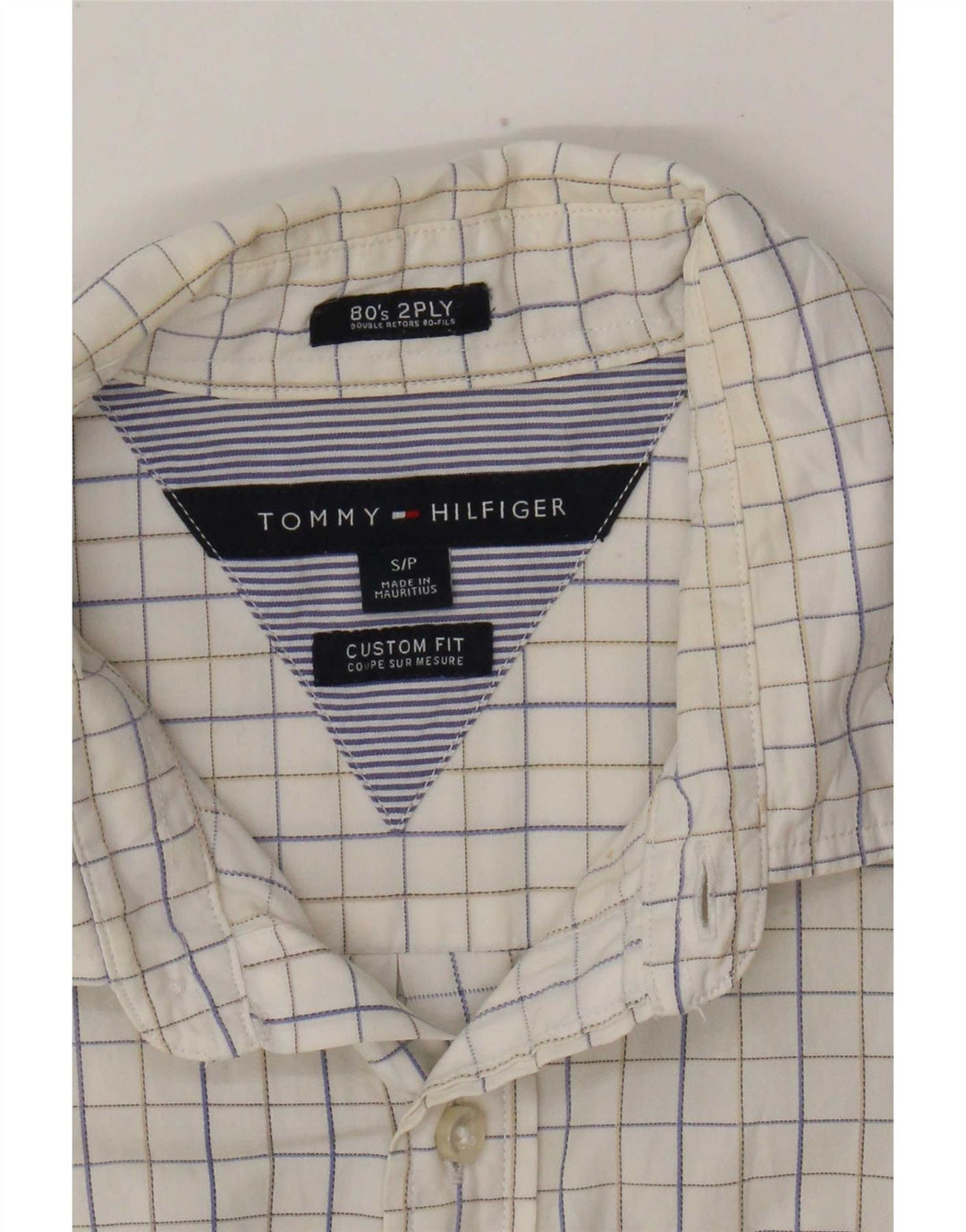 Tommy Hilfiger Chemise sur mesure pour homme Petit carreaux blancs