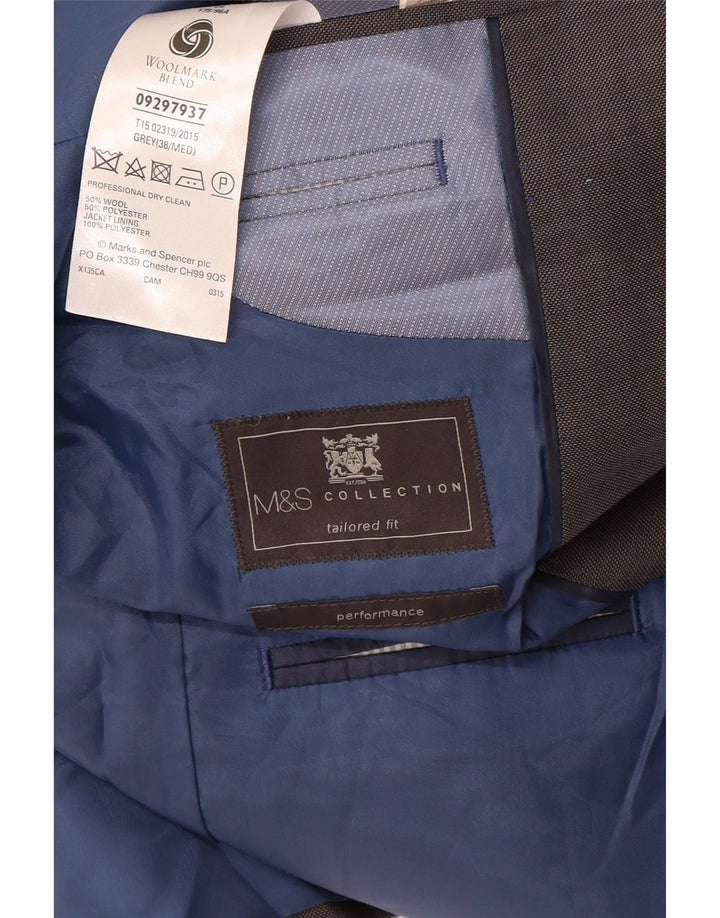 MARKS & SPENCER Veste blazer à 2 boutons pour homme Coupe ajustée UK 38 Gris moyen
