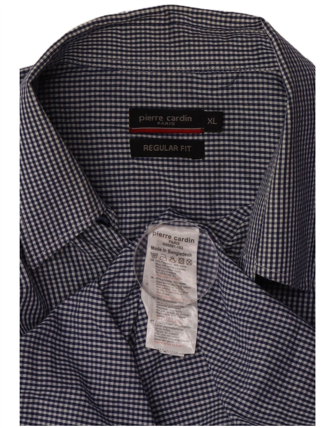 Pierre Cardin Chemise Regular Fit Homme XL Bleu Marine Vichy Polyester