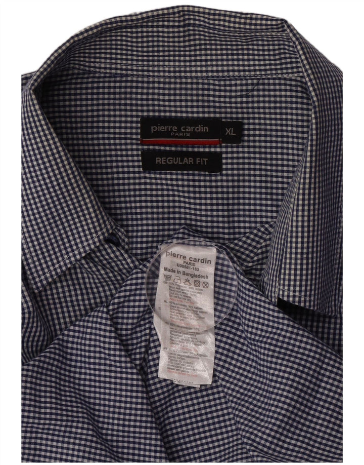 Pierre Cardin Chemise Regular Fit Homme XL Bleu Marine Vichy Polyester