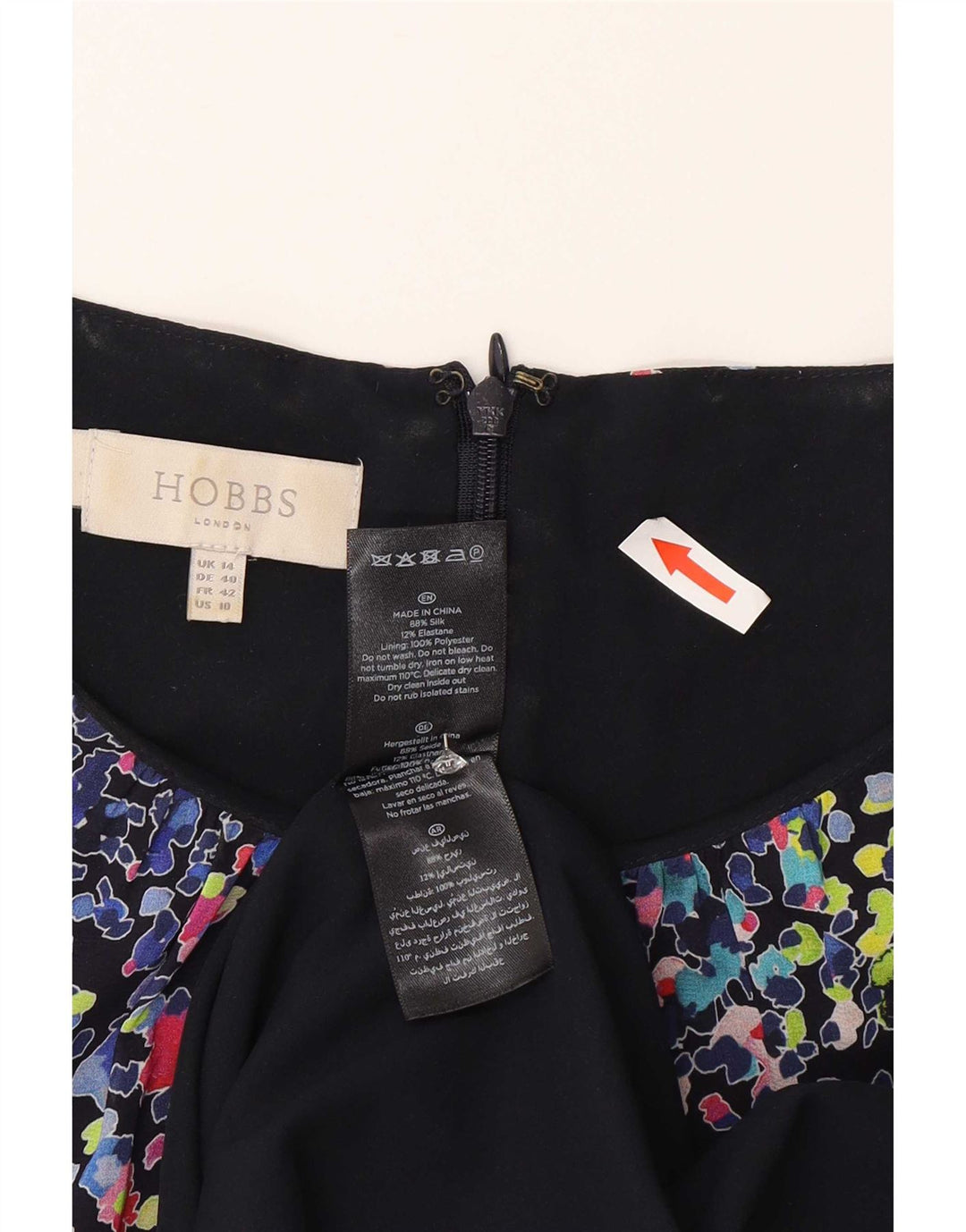 Hobbs Robe fourreau régulière pour femme UK 44, soie mouchetée multicolore moyenne