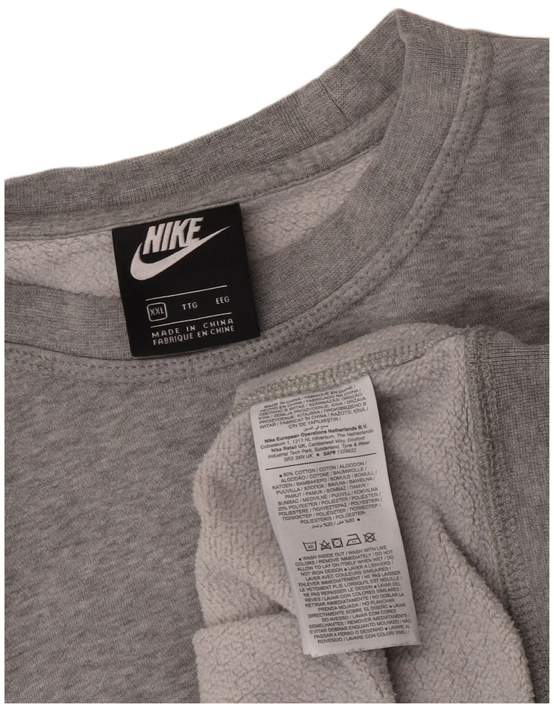 Nike Sweat-shirt pour homme en coton gris 2XL