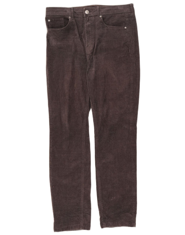 Marks & Spencer Pantalon droit en velours côtelé pour femme UK 12 Medium W30 L27 Gris