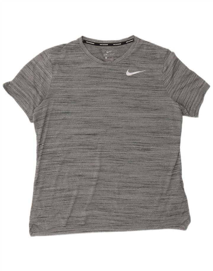 Nike Hommes Dri Fit T-Shirt Top XL Gris Moucheté Polyester
