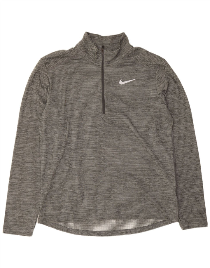 Nike Haut de survêtement Dri Fit à col zippé pour homme - Gris chiné