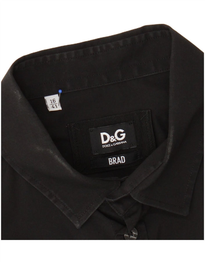 DOLCE & GABBANA Chemise Homme Taille 16 41 Grand Coton Noir