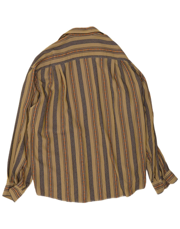 Vintage Mens Shirt XL Khaki Striped Viscose