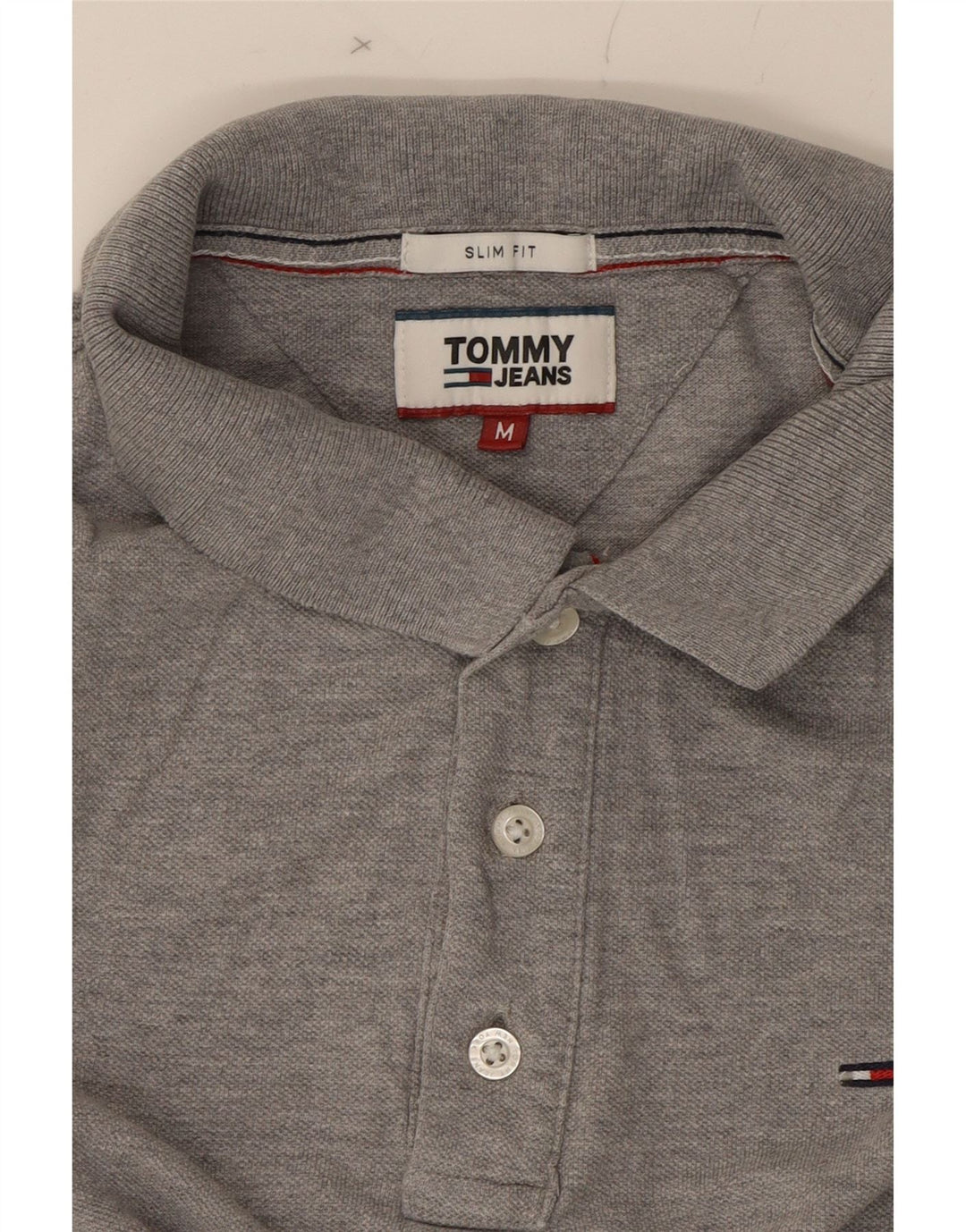 TOMMY HILFIGER Mens Slim Fit Polo Shirt Medium Grey Cotton Vintage Tommy Hilfiger and Second-Hand Tommy Hilfiger from Messina Hembry 