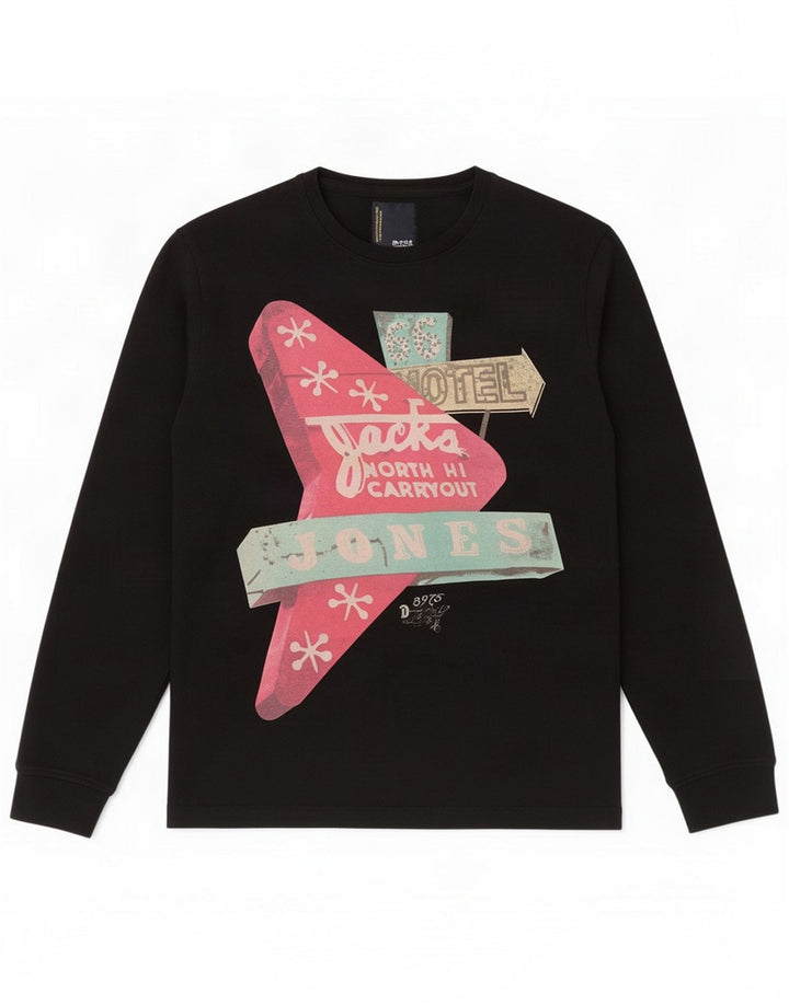 Jack & Jones Haut graphique à manches longues pour hommes, grand noir
