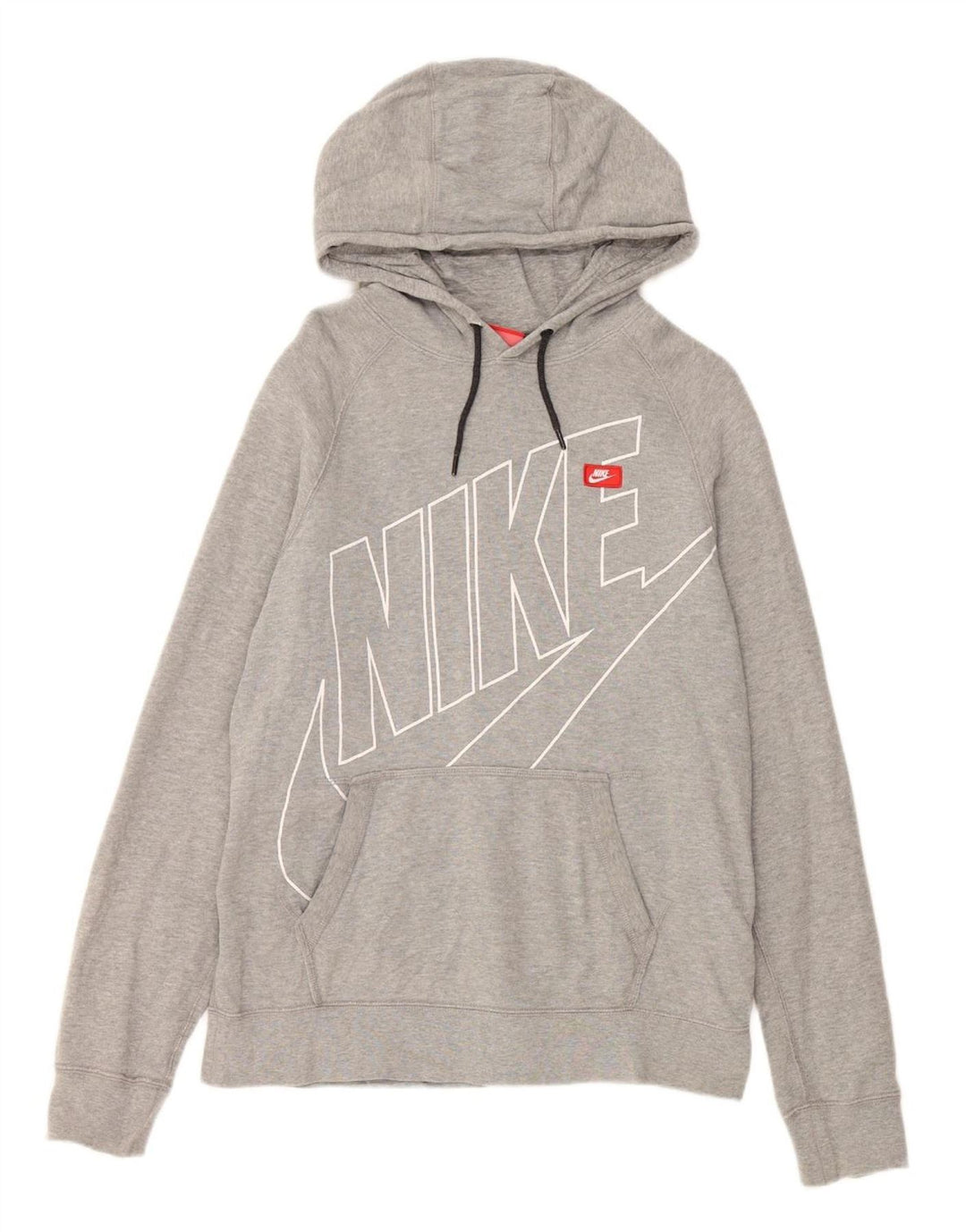 NIKE Mens Graphic Hoodie Jumper Medium Grey Cotton